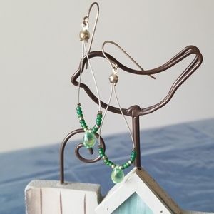 Teardrop Green Dangly Earrings